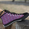 White USA Plaid And Blue Red Print Black High Top Shoes-grizzshop