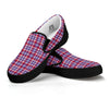 White USA Plaid And Blue Red Print Black Slip On Shoes-grizzshop