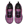 White USA Plaid And Blue Red Print Black Sneaker-grizzshop