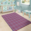 White USA Plaid And Blue Red Print Floor Mat-grizzshop