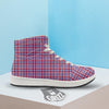 White USA Plaid And Blue Red Print High Top Sneakers-grizzshop