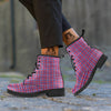 White USA Plaid And Blue Red Print Leather Boots-grizzshop