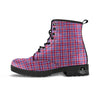 White USA Plaid And Blue Red Print Leather Boots-grizzshop