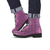 White USA Plaid And Blue Red Print Leather Boots-grizzshop