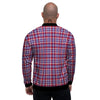 White USA Plaid And Blue Red Print Men's Bomber Jacket-grizzshop