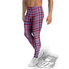 White USA Plaid And Blue Red Print Men's Leggings-grizzshop