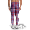 White USA Plaid And Blue Red Print Men's Leggings-grizzshop