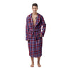 White USA Plaid And Blue Red Print Men's Robe-grizzshop