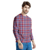 White USA Plaid And Blue Red Print Men's Sweatshirt-grizzshop