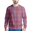 White USA Plaid And Blue Red Print Men's Sweatshirt-grizzshop