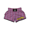 White USA Plaid And Blue Red Print Muay Thai Boxing Shorts-grizzshop