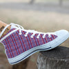 White USA Plaid And Blue Red Print White High Top Shoes-grizzshop