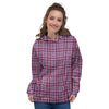 White USA Plaid And Blue Red Print Women's Hoodie-grizzshop