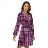 White USA Plaid And Blue Red Print Women's Robe-grizzshop