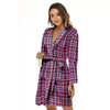 White USA Plaid And Blue Red Print Women's Robe-grizzshop