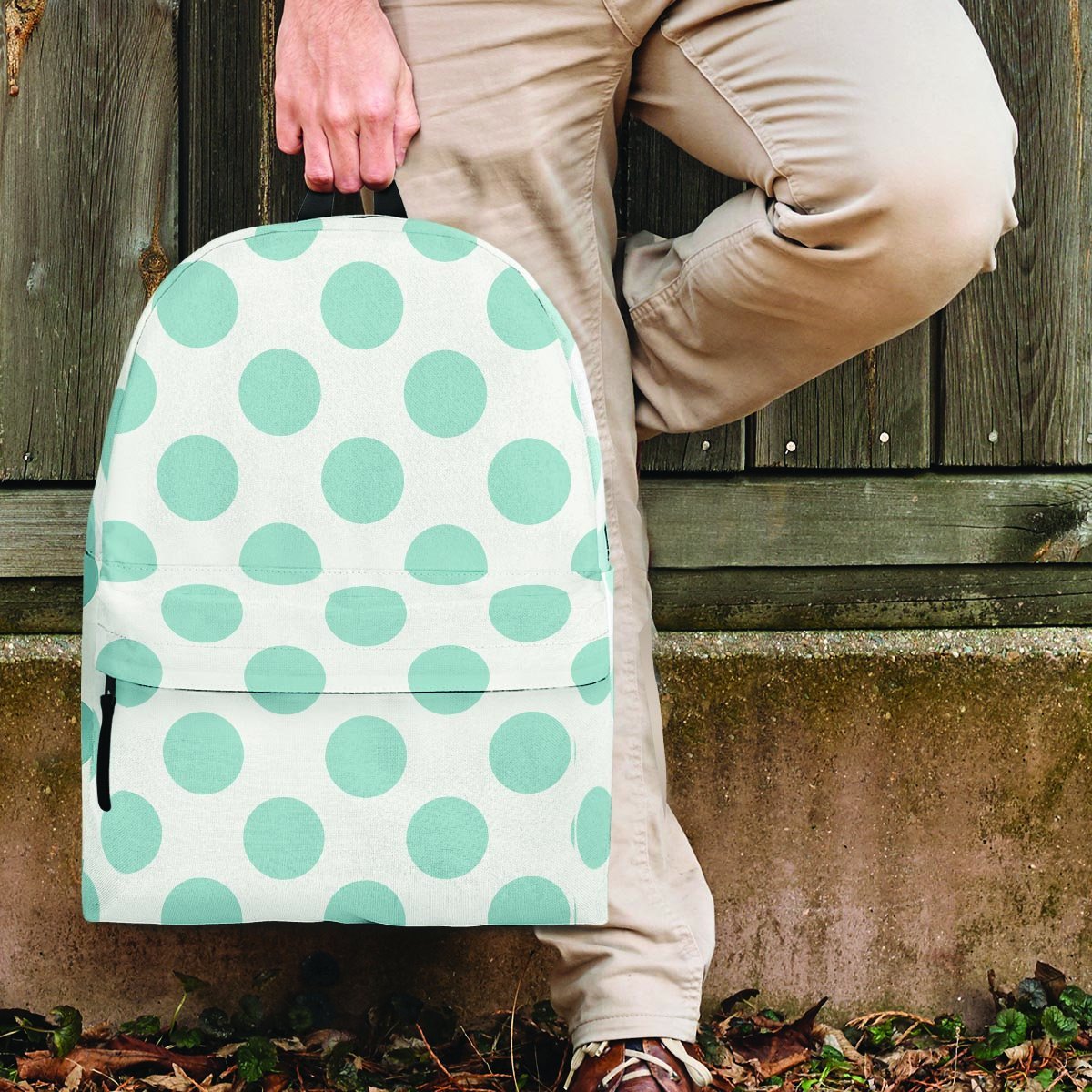 White and Teal Polka Dot Backpack-grizzshop
