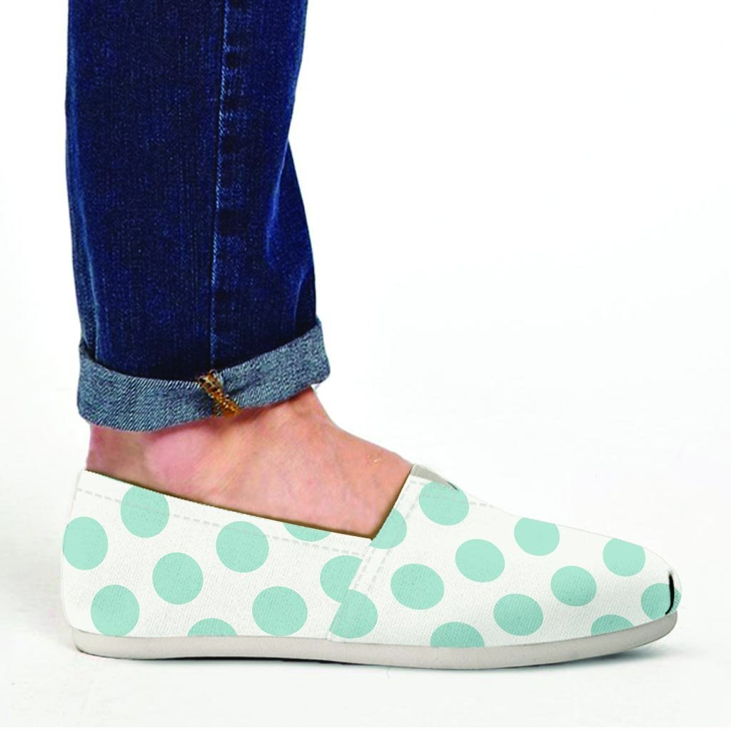 White and Teal Polka Dot Canvas Shoes-grizzshop