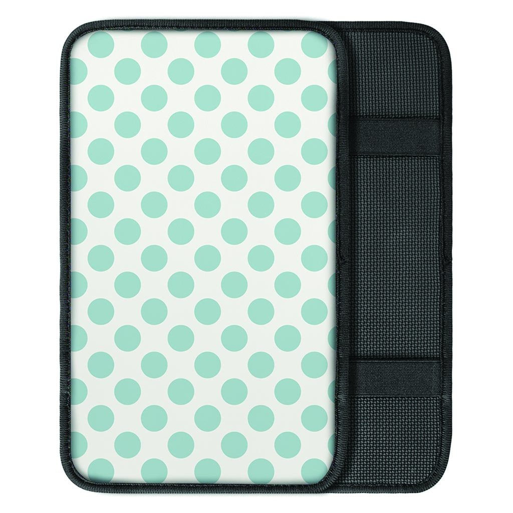 White and Teal Polka Dot Car Console Cover-grizzshop