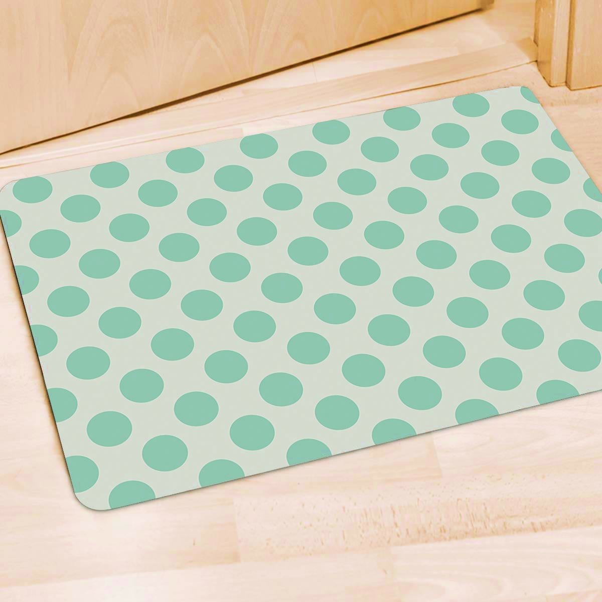 White and Teal Polka Dot Door Mat-grizzshop