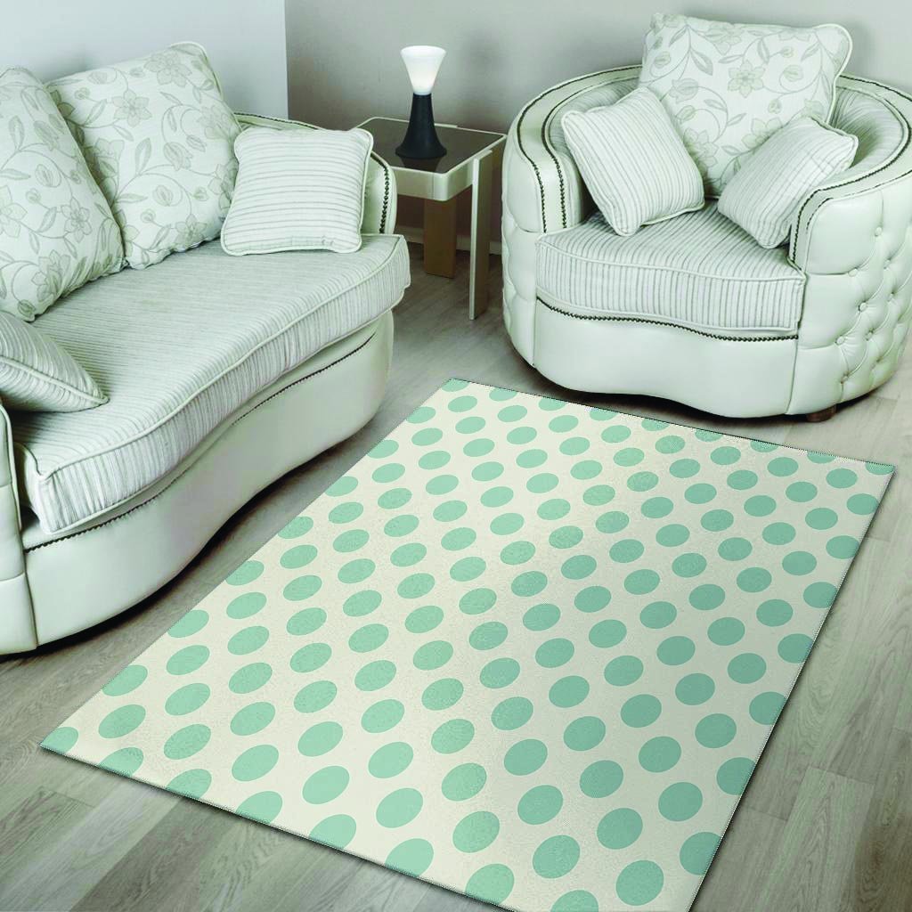 White and Teal Polka Dot Floor Mat-grizzshop