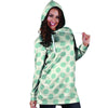 White and Teal Polka Dot Hoodie Dress-grizzshop