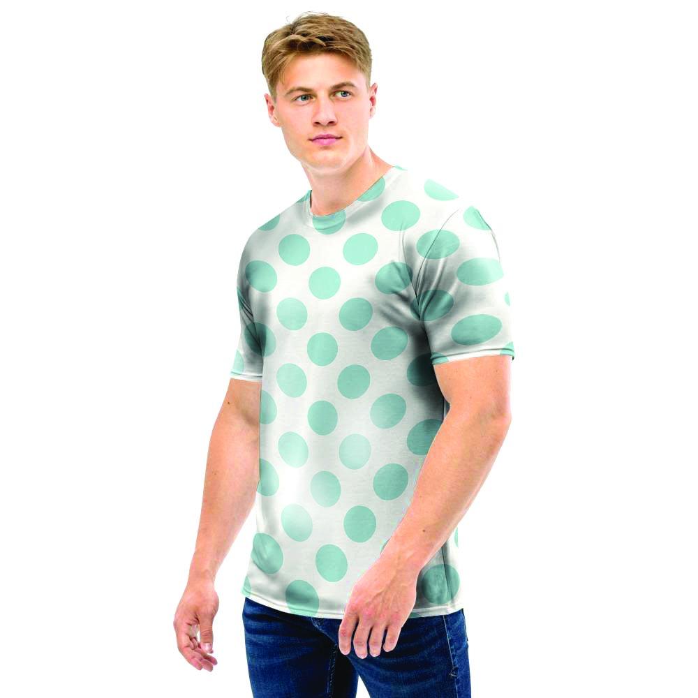 White and Teal Polka Dot Men T Shirt-grizzshop