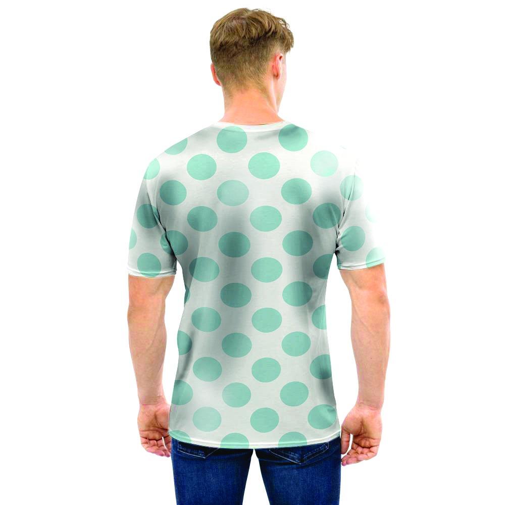 White and Teal Polka Dot Men T Shirt-grizzshop