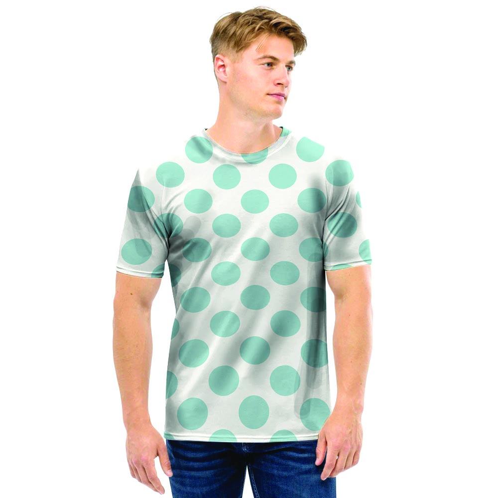 White and Teal Polka Dot Men T Shirt-grizzshop