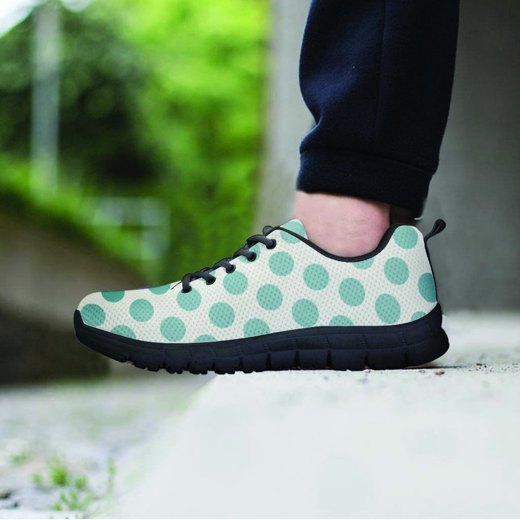 White and Teal Polka Dot Men's Sneakers-grizzshop