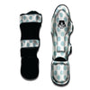 White and Teal Polka Dot Muay Thai Shin Guard-grizzshop