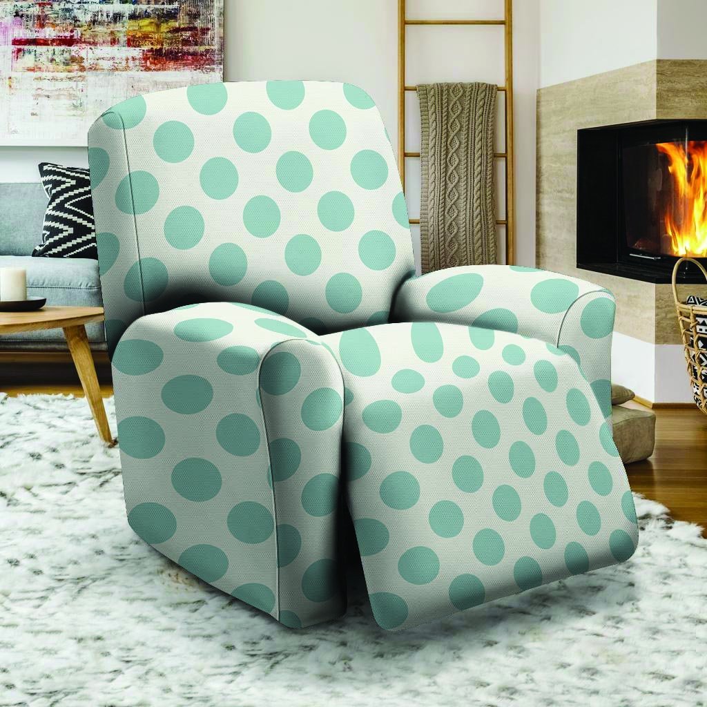 White and Teal Polka Dot Recliner Cover-grizzshop