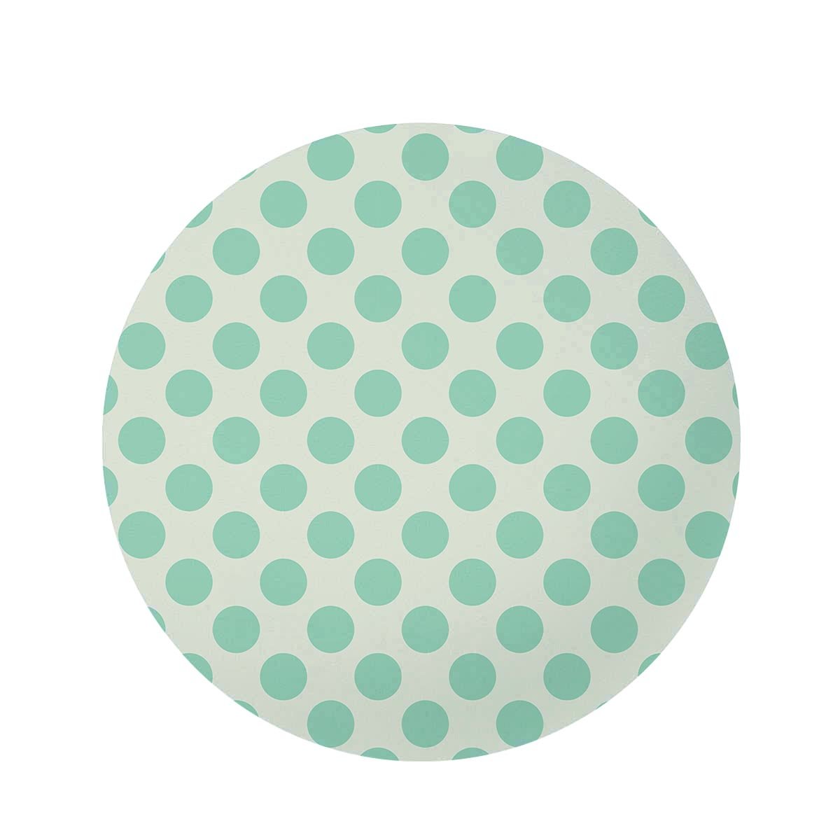 White and Teal Polka Dot Round Rug-grizzshop