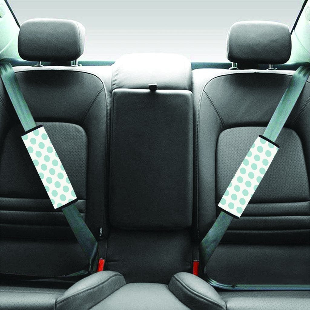 White and Teal Polka Dot Seat Belt Cover-grizzshop