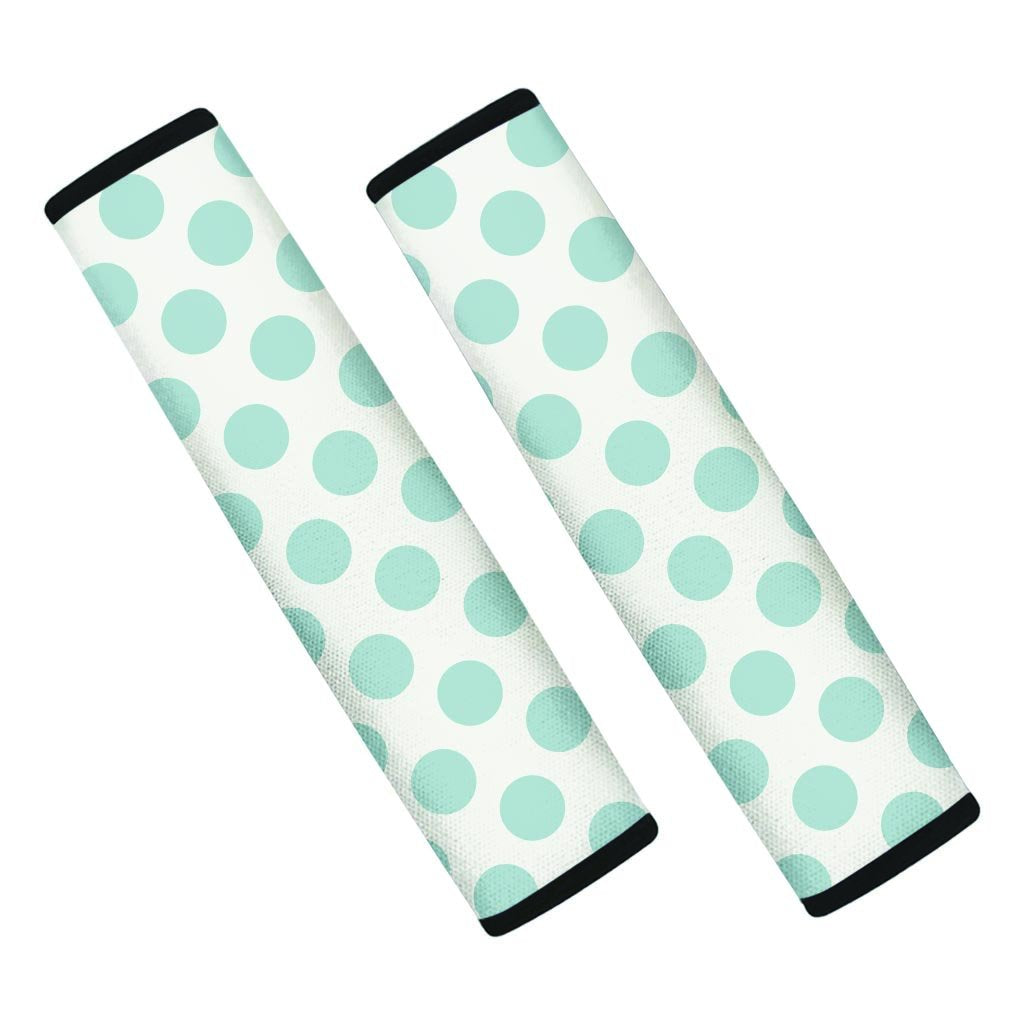 White and Teal Polka Dot Seat Belt Cover-grizzshop