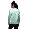 White and Teal Polka Dot Women's Bomber Jacket-grizzshop