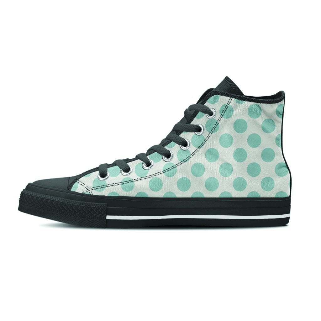 White and Teal Polka Dot Women's High Top Shoes-grizzshop