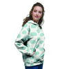 White and Teal Polka Dot Women's Hoodie-grizzshop