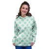 White and Teal Polka Dot Women's Hoodie-grizzshop