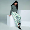 White and Teal Polka Dot Women's Joggers-grizzshop