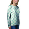 White and Teal Polka Dot Women's Sweatshirt-grizzshop