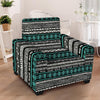 White and Turquoise Tribal Navajo Hand Drawn Armchair Cover-grizzshop