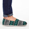 White and Turquoise Tribal Navajo Hand Drawn Canvas Shoes-grizzshop