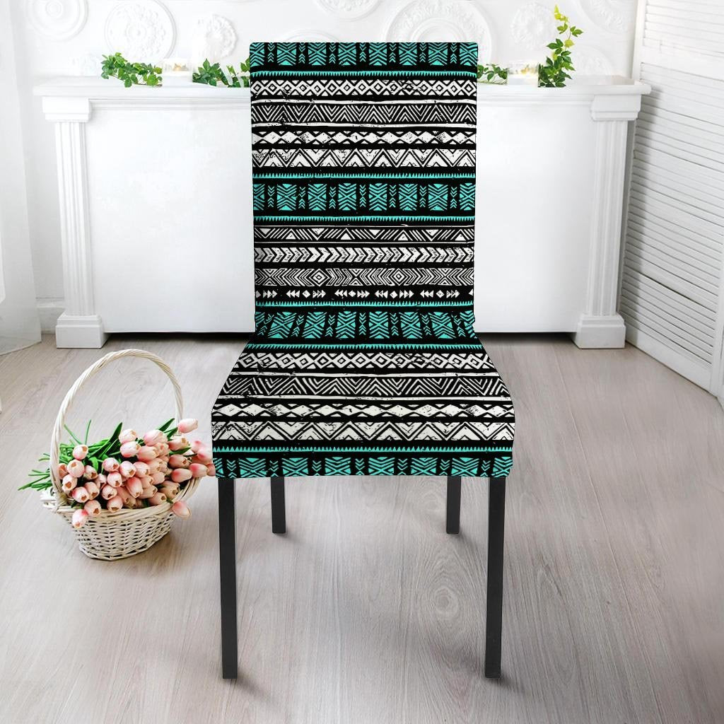 White and Turquoise Tribal Navajo Hand Drawn Chair Cover-grizzshop