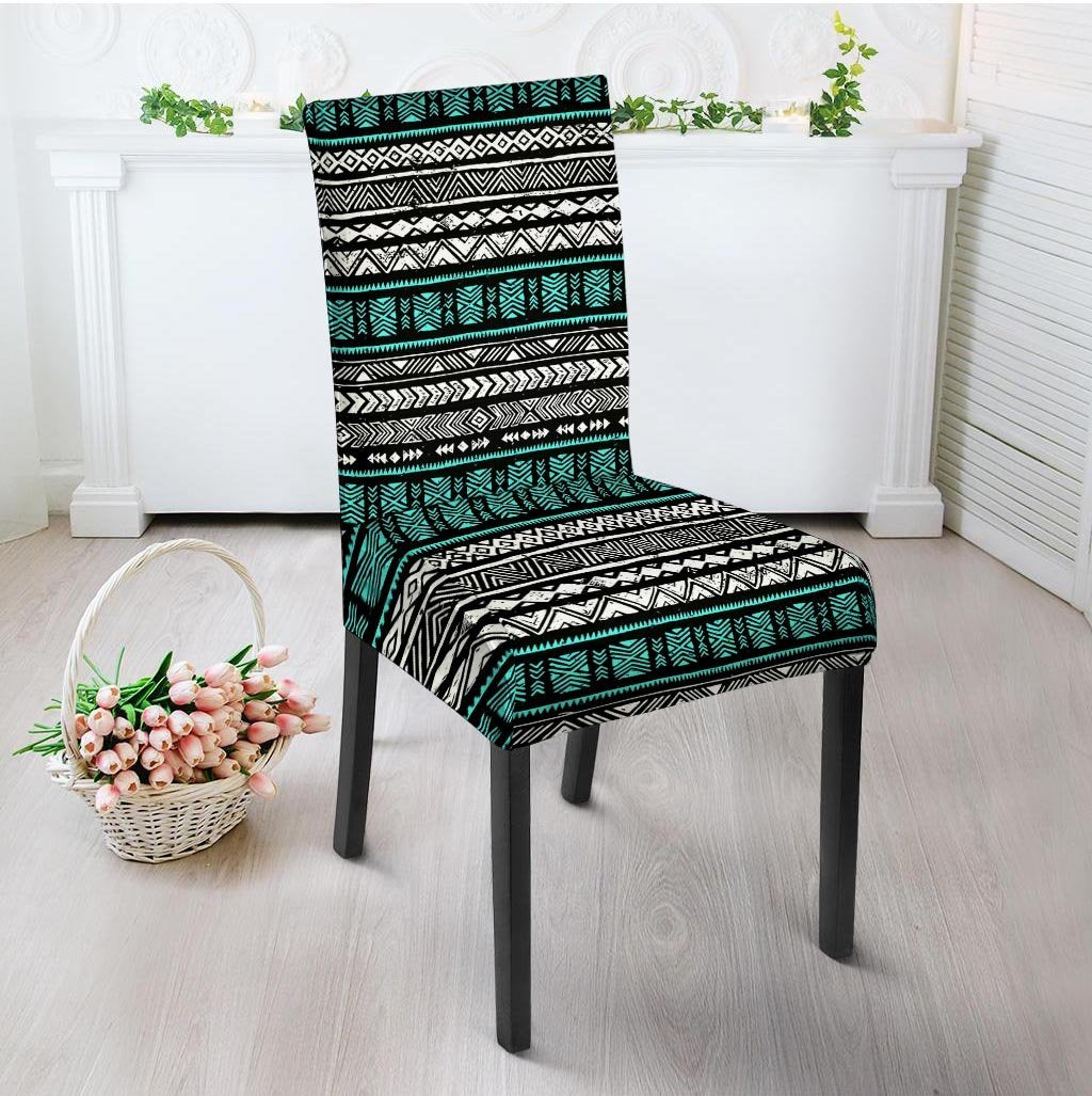 White and Turquoise Tribal Navajo Hand Drawn Chair Cover-grizzshop