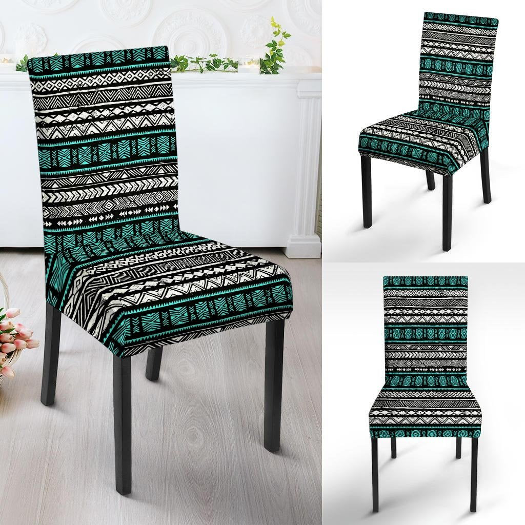 White and Turquoise Tribal Navajo Hand Drawn Chair Cover-grizzshop