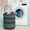 White and Turquoise Tribal Navajo Hand Drawn Laundry Basket-grizzshop