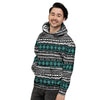 White and Turquoise Tribal Navajo Hand Drawn Men's Hoodie-grizzshop