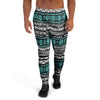 White and Turquoise Tribal Navajo Hand Drawn Men's Joggers-grizzshop