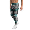 White and Turquoise Tribal Navajo Hand Drawn Men's Leggings-grizzshop