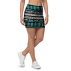 White and Turquoise Tribal Navajo Hand Drawn Mini Skirt-grizzshop